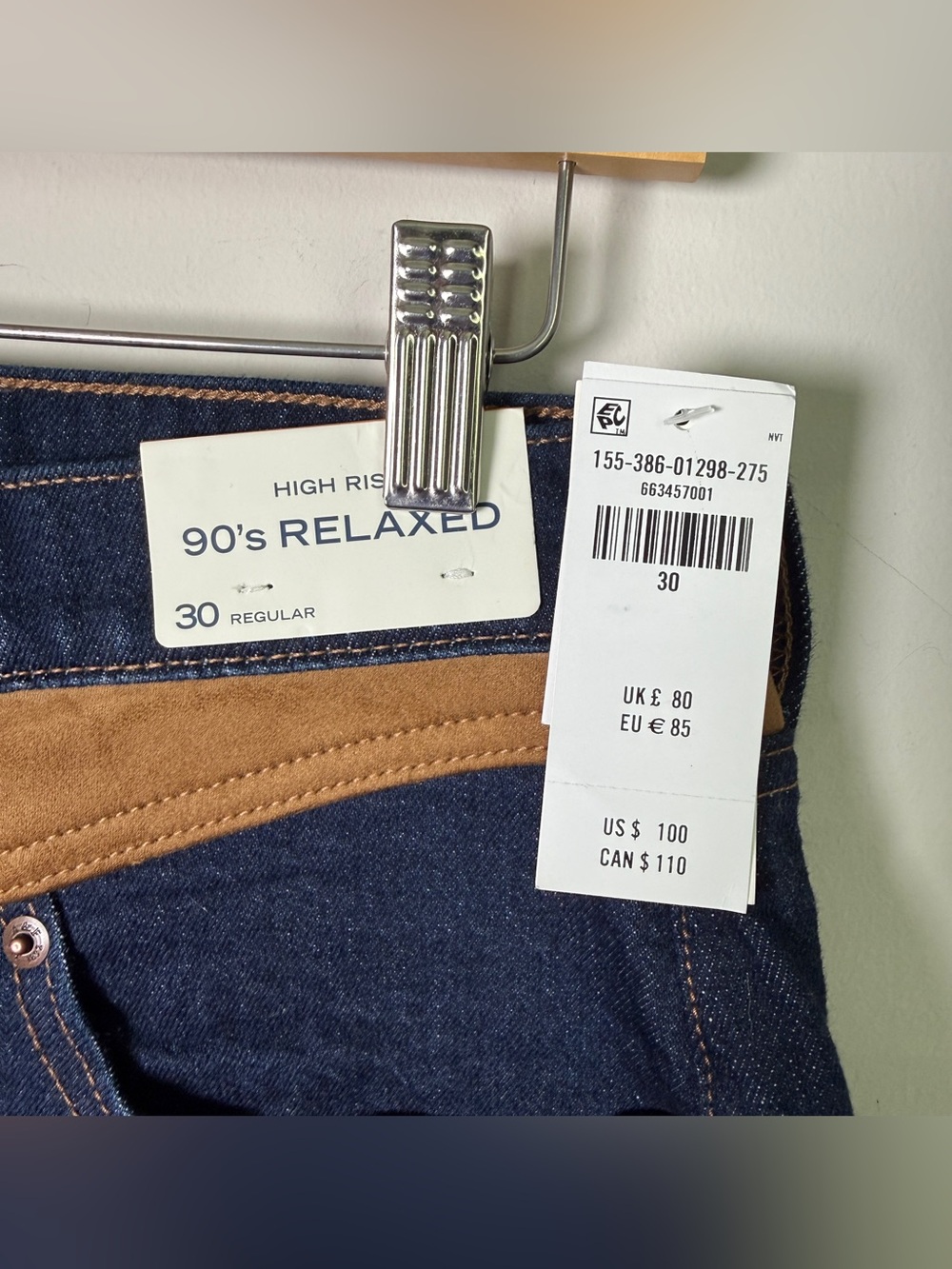 Abercrombie & Fitch High Rise 90s Relaxed Jeans Western Contrast Yoke Cowboy 30 - Picture 6 of 11